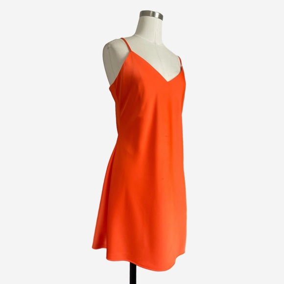 Gianni Bini Orange v-neck cami slip mini dress adjustable bold summer simple 8 - Picture 2 of 8